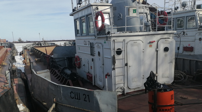 Самоходные саморазгружающиеся шаланды «СШ-21», «СШ-24» и «ШС-51» пополнили флот Азово-Черноморского бассейнового филиала